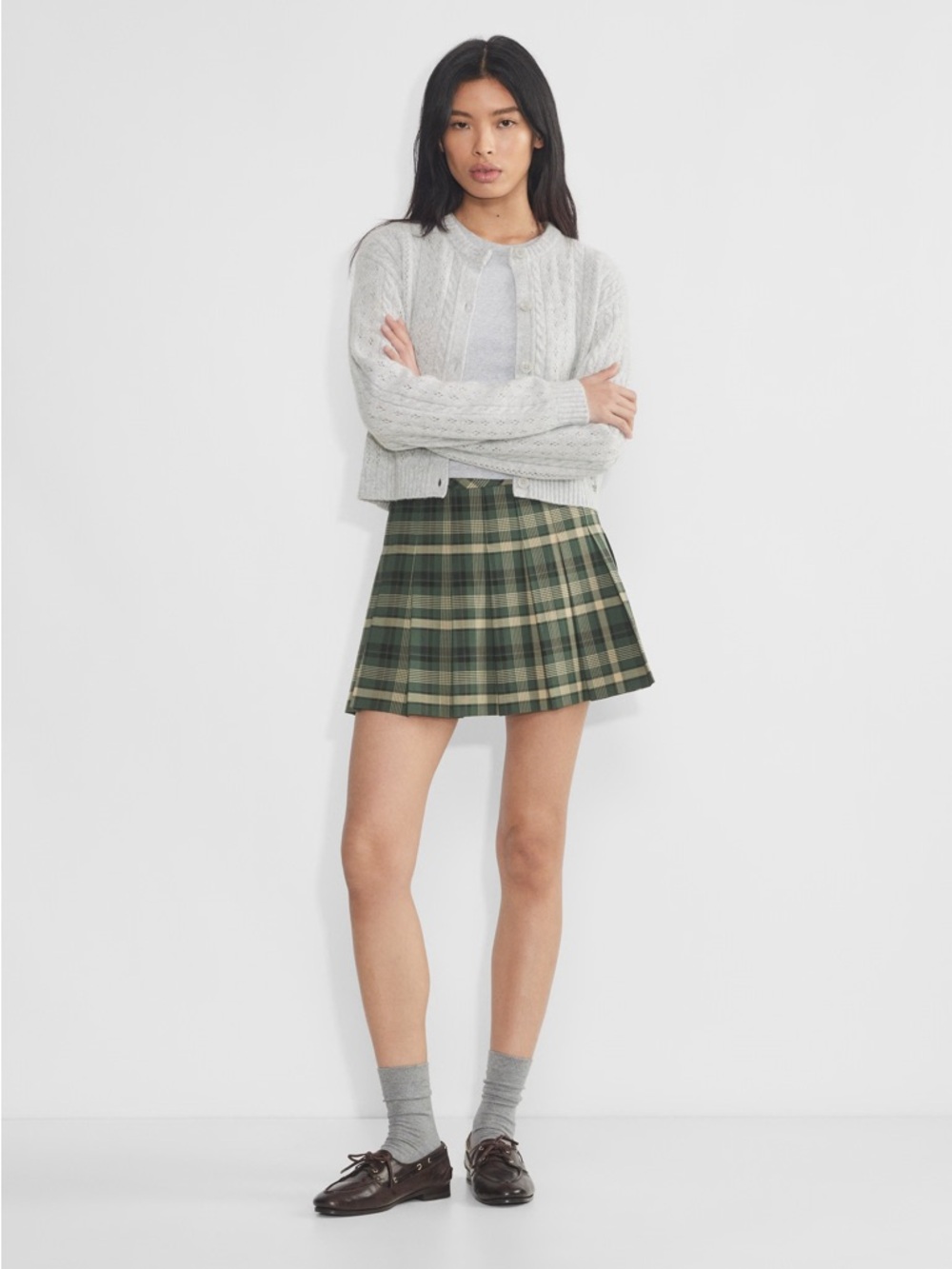 Aritzia Sunday Best Olive Pleated Mini Skirt